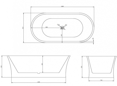 Акриловая ванна Abber AB9201-1.6 160x80 без гидромассажа
