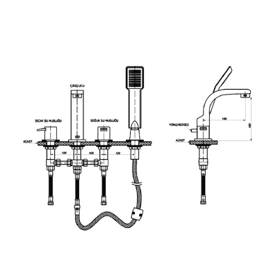 Смеситель на борт ванны GPD Aduro Mak95 Хром