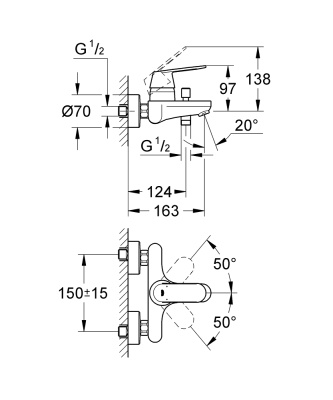 Смеситель для ванны Grohe Eurosmart Cosmopolitan 32831000 Хром
