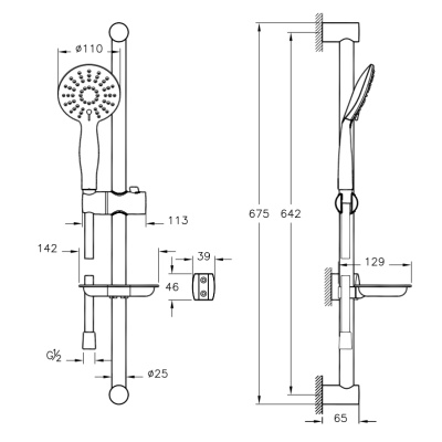 Душевой гарнитур Vitra Slim 3F A45678WSA Хром