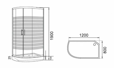 Душевой уголок Parly RGZ121R 120х190 профиль Полированный алюминиевый стекло тонированное
