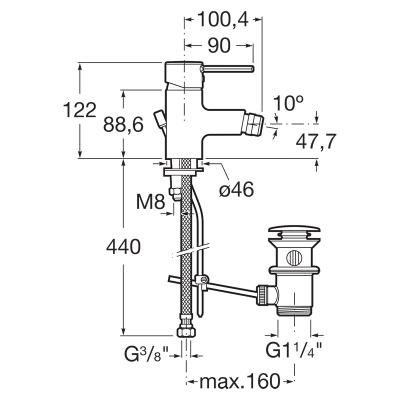 Смеситель для биде Roca Targa 5A6060C00 Хром