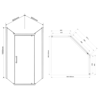 Душевой уголок Vincea Stresa 90x90 VSP-1S900CH профиль Хром стекло шиншилла