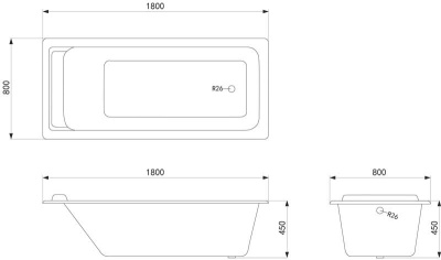 Чугунная ванна Timo Tarmo 180х80 с антискользящим покрытием