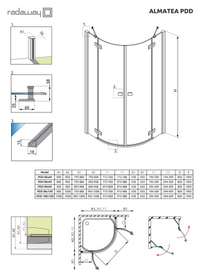 Душевой уголок Radaway Almatea PDD 100x100 профиль Хром стекло прозрачное