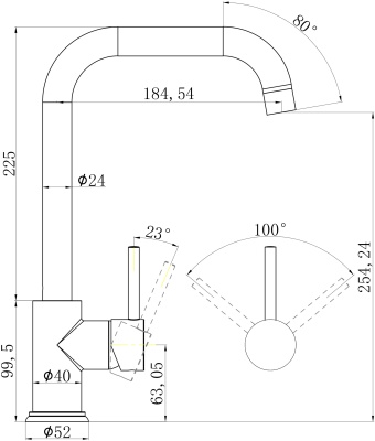 Смеситель для кухни Swedbe Selene 7140 Хром