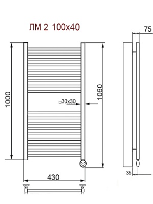Электрический полотенцесушитель Ника Modern ЛМ 2 100x40 сухой тэн Хром 18 перекладин Электрический полотенцесушитель Ника Modern ЛМ 2 100x40 сухой тэн Хром 18 перекладин