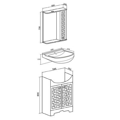 Мебель для ванной Runo Авила 60 Белая