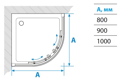 Душевой уголок Акватон Ritsa 100x100 радиальный профиль Полированный хром сатин стекло прозрачное