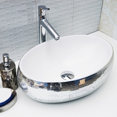Раковина-чаша CeramaLux 48 397-930 Белая Серебряная