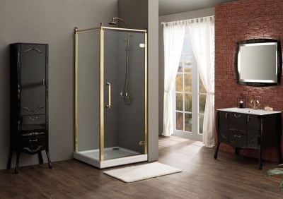 Душевой уголок Aquanet Beta Cube Classic NBB1221-1 100x100 R 184917 профиль Золото стекло Прозрачное