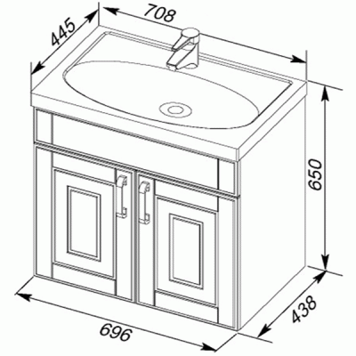 Комплект мебели для ванной Aquanet Рондо 70 195702 подвесной Белый