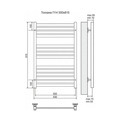 Электрический полотенцесушитель Terminus Тоскана П14 500x815 4660059921228 Хром