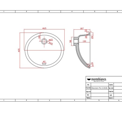 Раковина Montebianco Bracciano Tre 42 11018 Белая