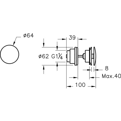 Донный клапан Vitra Origin A4514926 click-clack Медь