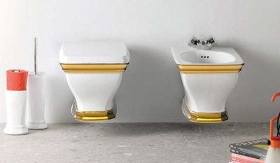 Унитаз Artceram Civitas CIV001 01 91 подвесной Белый с золотым декором