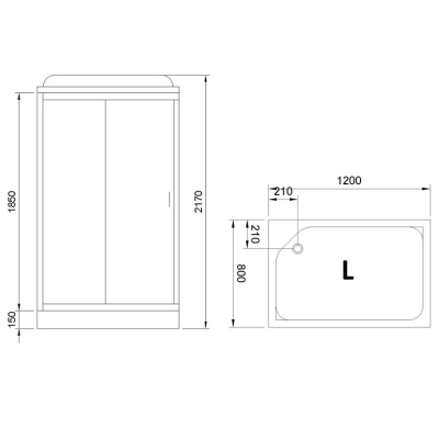 Душевая кабина Royal Bath HP 120х80 RB8120HP6-WT-CH-L стекло прозрачное задняя стенка Белая