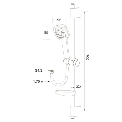 Душевой гарнитур Latuno L80050 Хром