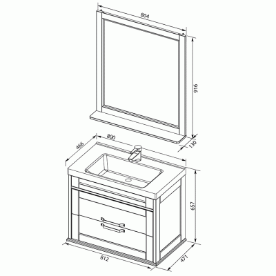 Комплект мебели для ванной Aquanet Денвер 80 203638 Белый глянец