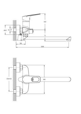 Смеситель для ванны Rush Edge ED7735-51 универсальный Хром