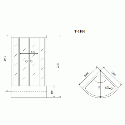 Душевая кабина Timo Standart T-6600 S 100x100 профиль Хром стекло прозрачное