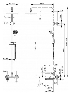 Душевая система Bravat Opal C F6125183CP-A1-RUS Хром