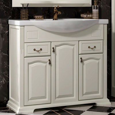 Комплект мебели для ванной Opadiris Риспекто 95 Слоновая кость со светильником Рустика Бронза