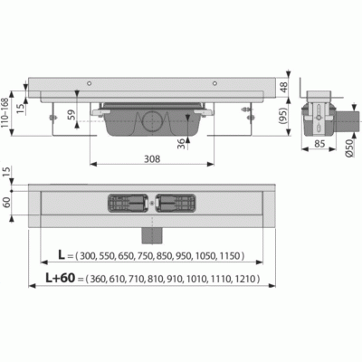 Душевой лоток Alcaplast Wall APZ16-300 без решетки