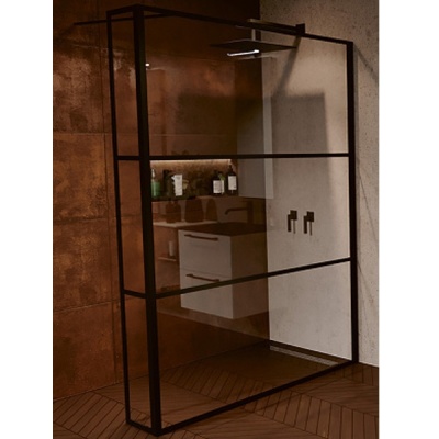 Душевая стенка Riho Grid 100 профиль Черный стекло прозрачное Душевая стенка Riho Grid 100 профиль Черный стекло прозрачное