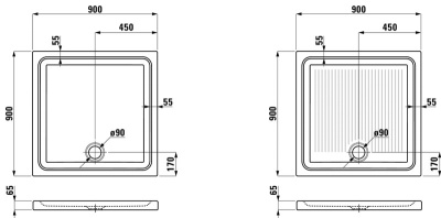 Керамический поддон для душа Laufen Merano 90x90 Белый