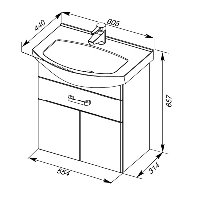 Тумба под раковину Aquanet Ирис 60 198381 Белая