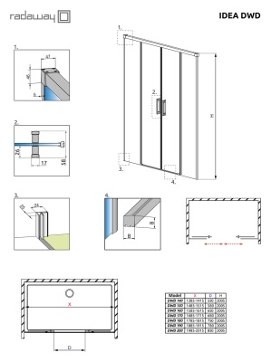 Душевая дверь в нишу Radaway Idea Black DWD 160 профиль Черный стекло прозрачное