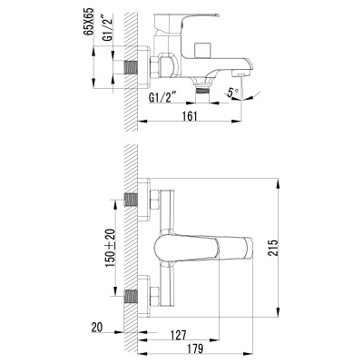 Смеситель для ванны Lemark Plus Factor LM1612C Хром
