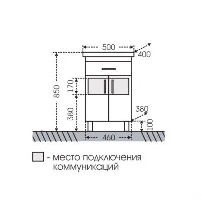 Тумба с раковиной СанТа Дублин 50 1 ящик Белая
