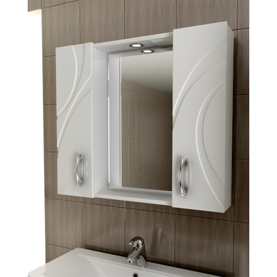 Зеркало со шкафом Vigo Mirella 80 с подсветкой Белое Зеркало со шкафом Vigo Mirella 80 с подсветкой Белое