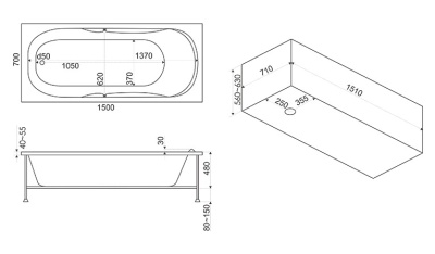 Акриловая ванна Bas Ибица Standart 150x70 без гидромассажа