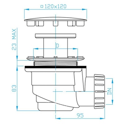 Сифон для душевого поддона PlastBrno EWE0842 Хром Белый