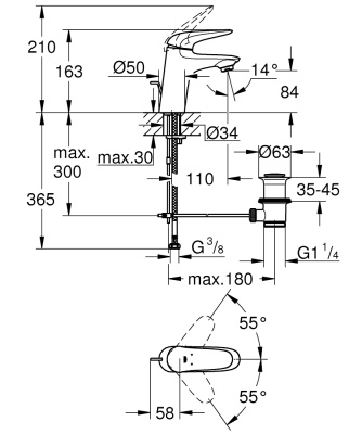Смеситель для раковины Grohe Eurostyle 23707003 Хром