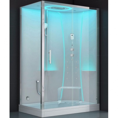 Душевая кабина SSWW B1603 R 150x100 с баней профиль Белый задняя стенка Белая