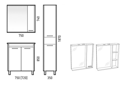 Зеркало со шкафом Corozo Лорена 75 SD-00000297 с подсветкой Лайн Белое