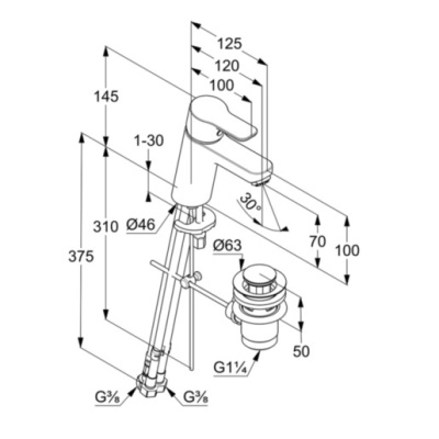 Смеситель для раковины Kludi Pure&Easy 372760565 Хром