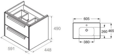 Тумба под раковину Roca Lago 60 857295444 подвесная Светлый дуб