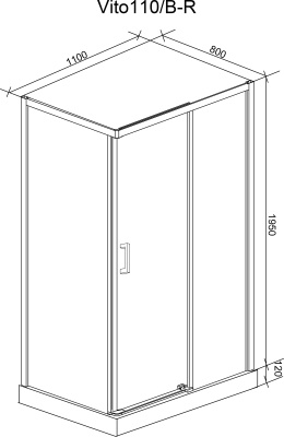 Душевой уголок Cerutti SPA Vito 110x80 R профиль Хром стекло прозрачное