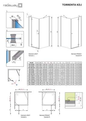 Душевой уголок Radaway Torrenta KDJ 100x90 L профиль Хром стекло прозрачное