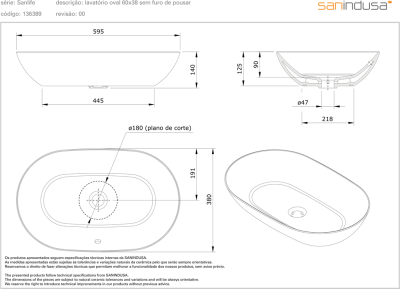 Раковина Sanindusa Sanlife 60 136389004 Белая