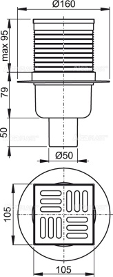 Душевой трап Alcaplast APV32 с решеткой Хром