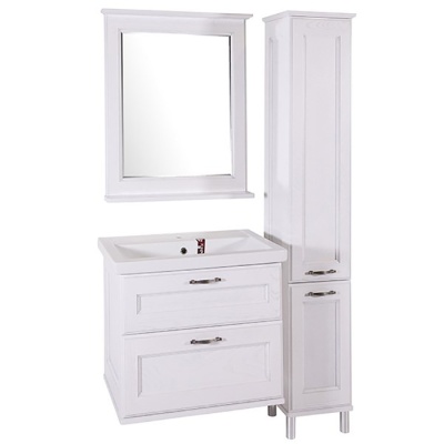 Тумба под раковину ASB-Woodline Прато 70 подвесная Белый патина серебро