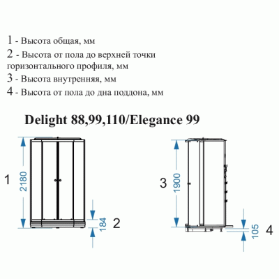 Душевая кабина Domani-Spa Delight 99 90x90 DS01D99LWM00 профиль Белый задние стенки Белые
