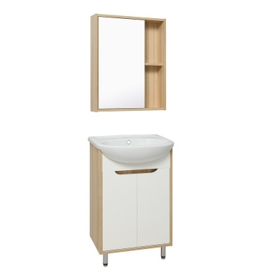 Зеркальный шкаф Runo Эко 52 универсальный Лиственница-Белый