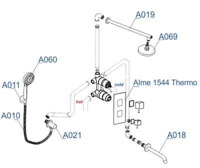 Душевая система WasserKRAFT Alme A171519 Thermo с термостатом Хром